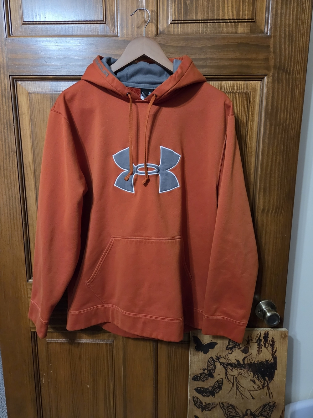 Under Armour Orange Pullover Hoodie with Gray Logo
